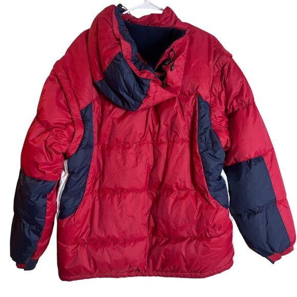 Vintage 90's Y2K Red White Blue Starter Puffer Jacket Mens Size Large Reversible - Picture 2 of 10